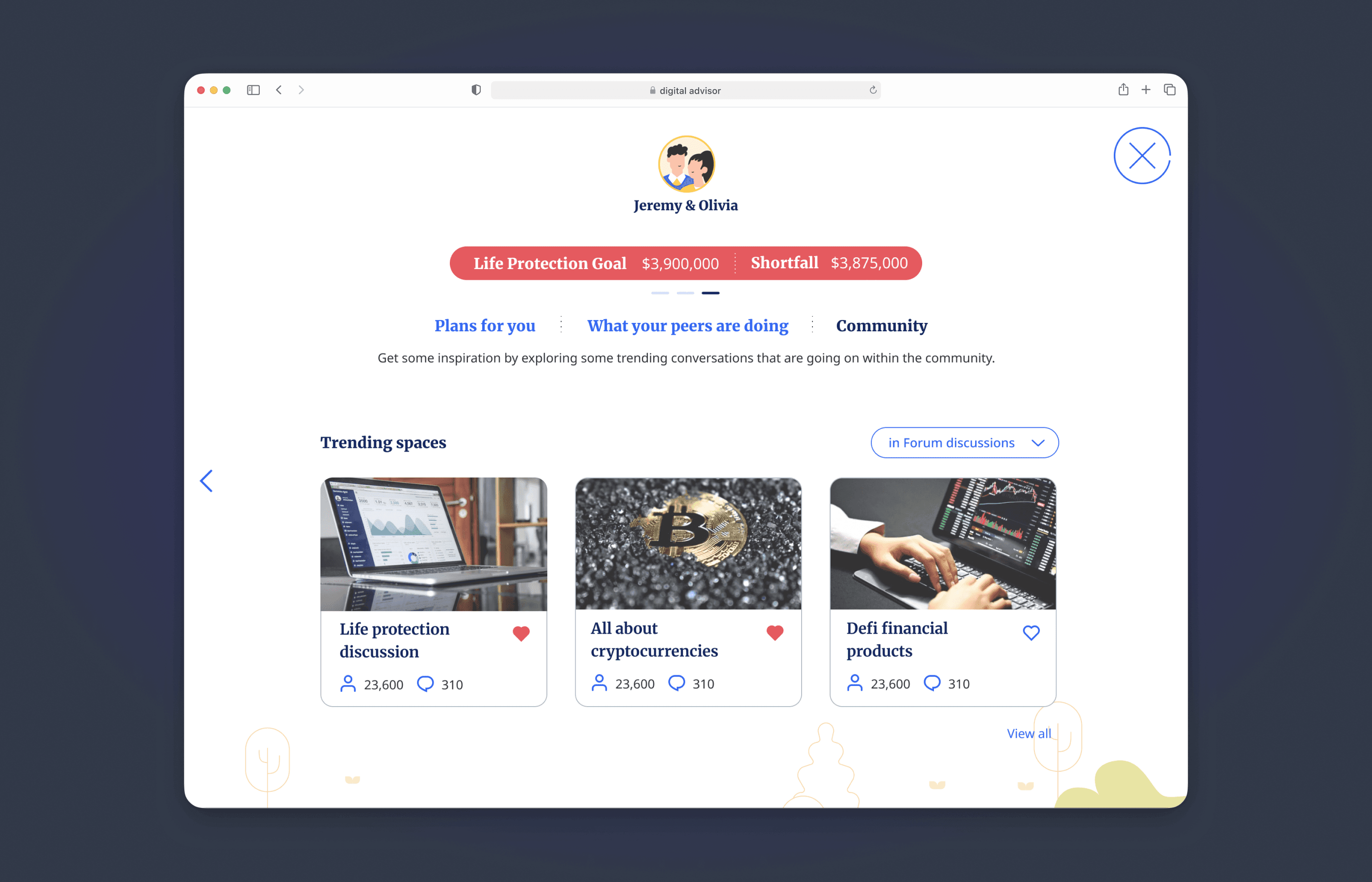 Advisor community — financial discussion and engagement hub